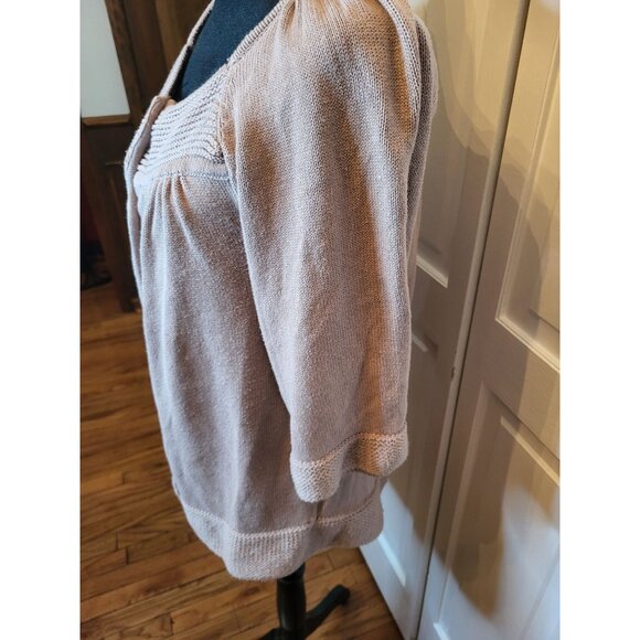 Nine West Light Brown Babydoll A-Line Sweater L Twee Neutral Retro Church Work - Picture 6 of 8